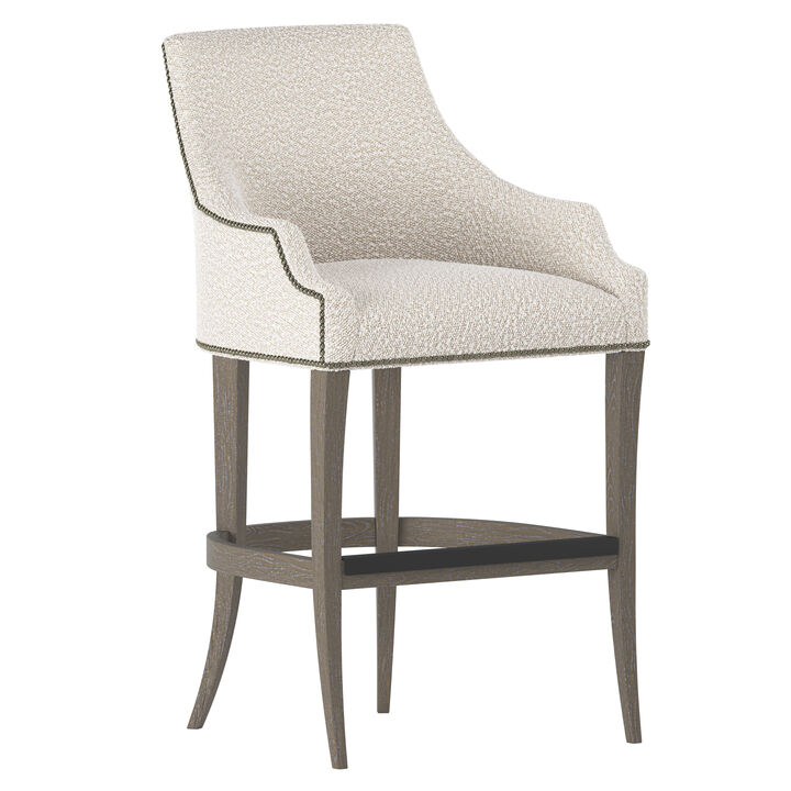 Keeley Fabric Bar Stool with Brown Legs