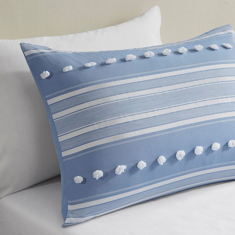 Gracie Mills Dorian Striped Poly Clipped Jacquard Duvet Cover Set