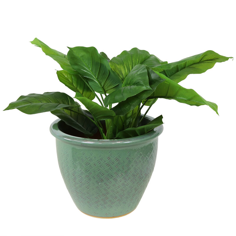 Sunnydaze 15 in Villa High-Fired Glazed Ceramic Planter