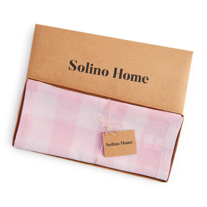 Solino Home 100% Pure Linen Table Runner | Buffalo Check for Thanksgiving, Christmas