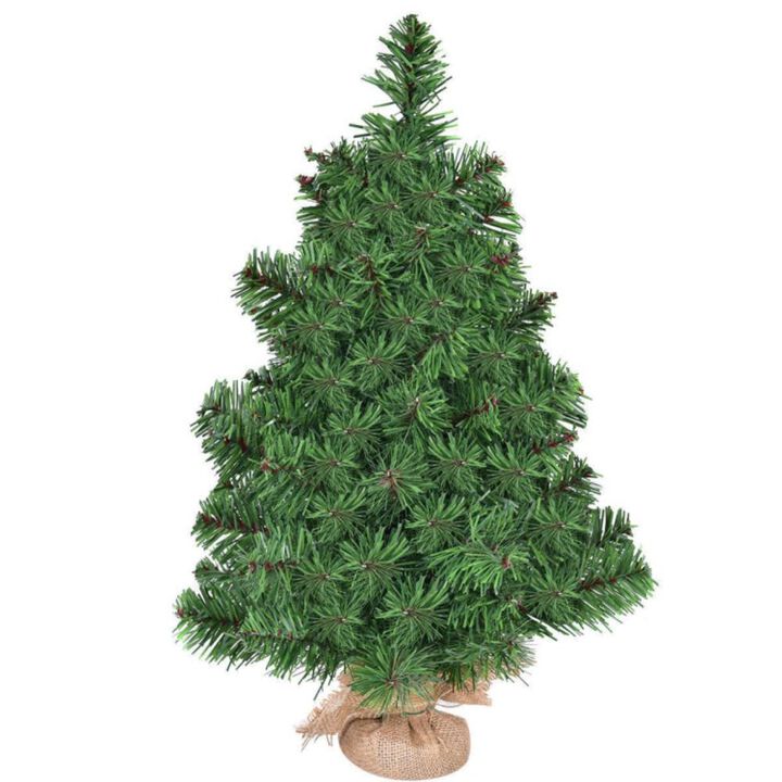 Hivvago 2/3 Feet  Tabletop Unlit Christmas Tree in Burlap Base