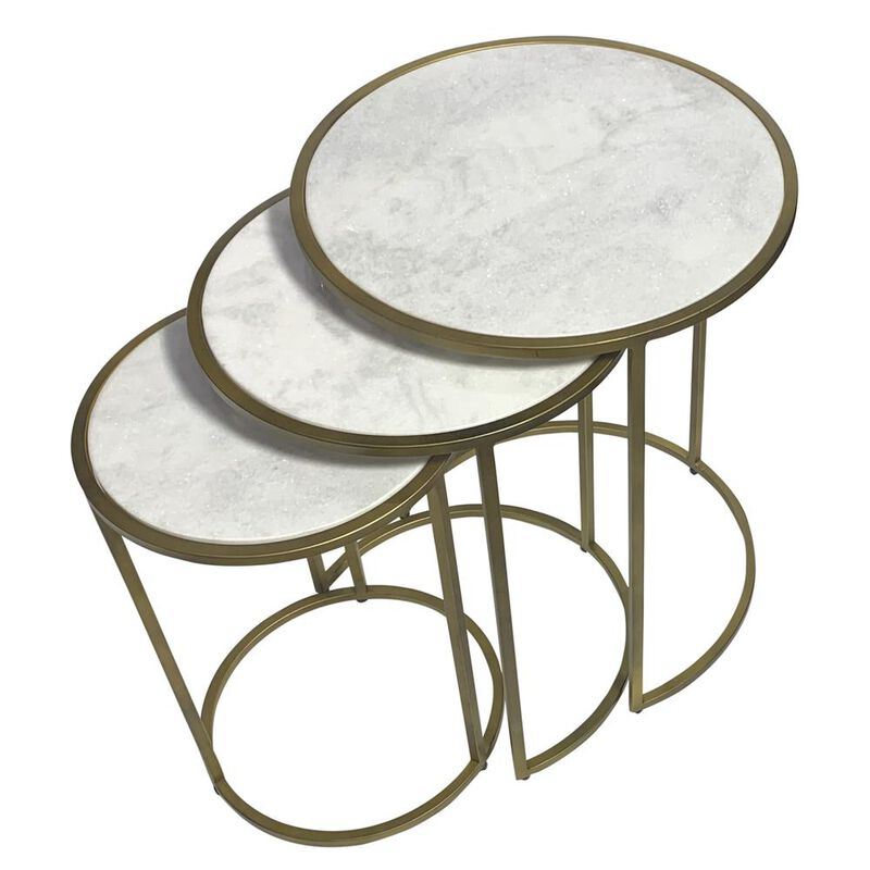 Carolina Living Serena Nesting Tables - White Marble - Industrial