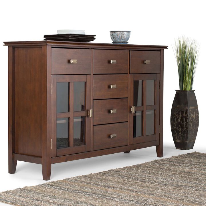Simpli Home Artisan Solid Wood Sideboard Buffet In Russet Brown
