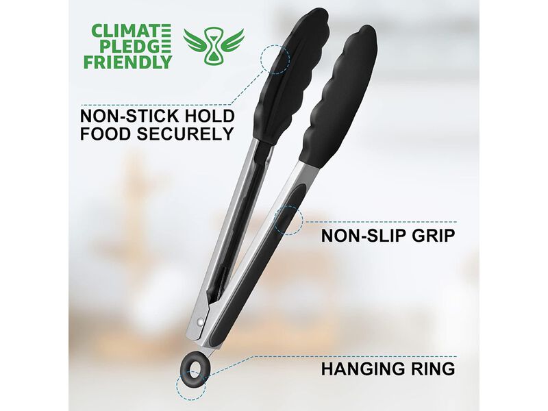 EEKEDO Kitchen Tongs, Stainless Steel Silicone Tongs for Cooking