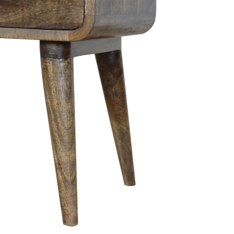 Curved Classic Grey Washed Solid Wood 2 Drawer   NightStand