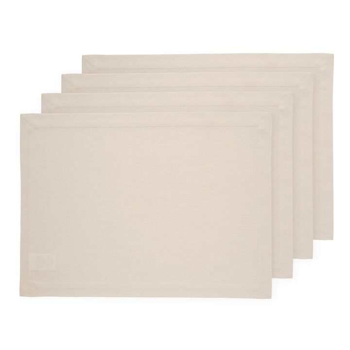 Solino Home Cotton Linen 14 x 19 Inch Placemats Set of 4 | Dru - Cotton Linen Plain