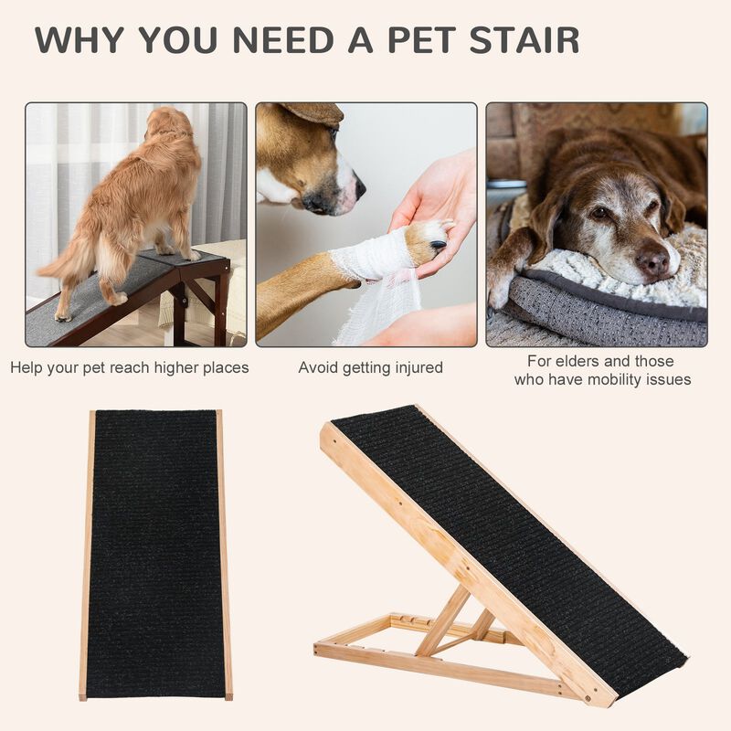 Black Pet Accessibility: Foldable Adjustable Height Ramp for Dogs/Cats