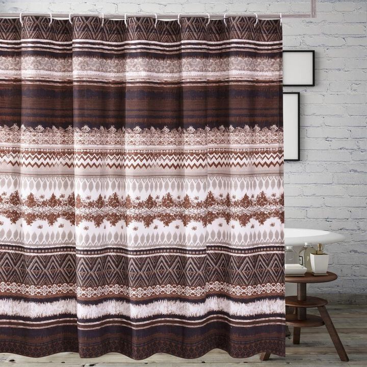 Greenland Home Fashions Barefoot Bungalow Southwest Bath Shower Curtain - 72x72", Latte