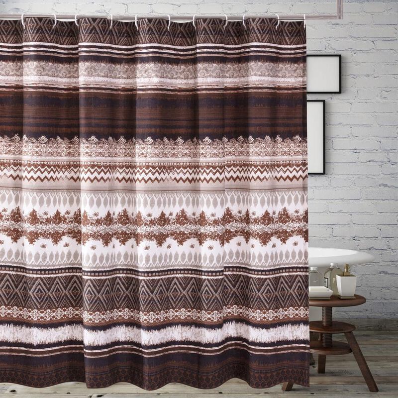 Greenland Home Fashions Barefoot Bungalow Southwest Bath Shower Curtain - 72x72", Latte