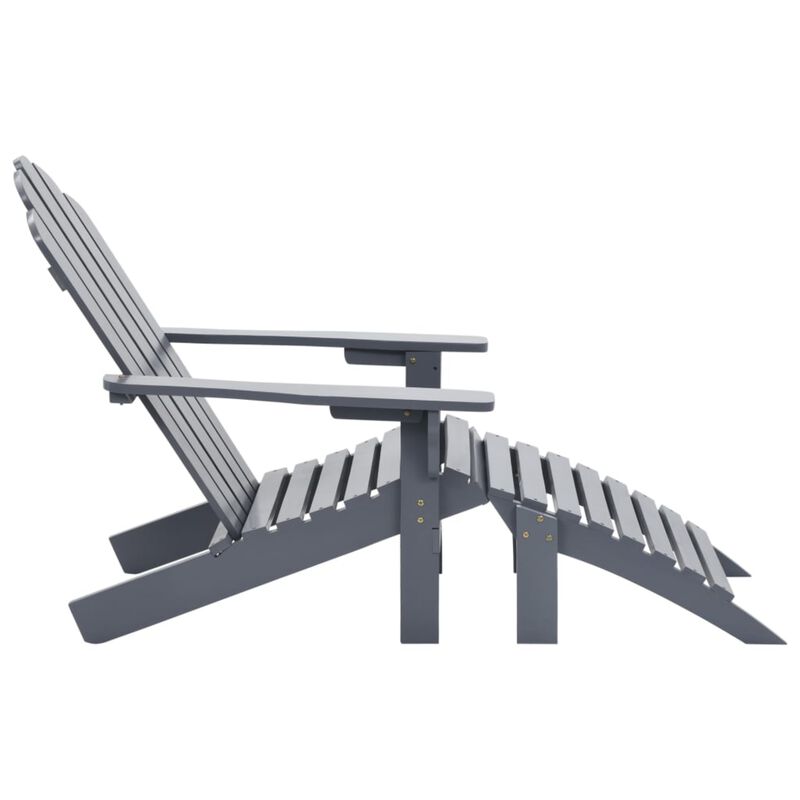 vidaXL Garden Chair with Ottoman Wood Gray