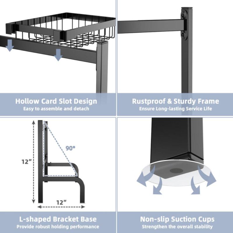 Hivvago 2 Tier Adjustable Over Sink Dish Drying Rack with 8 Hooks