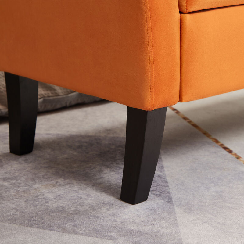 51.5" Bed Bench With Storage Orange Velvet