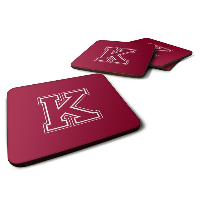 Caroline's Treasures CJ1032-KFC Monogram-Maroon and White Foam Coasters (Set of 4), Initial Letter K, 3.5 H x 3.5 W, Multicolor