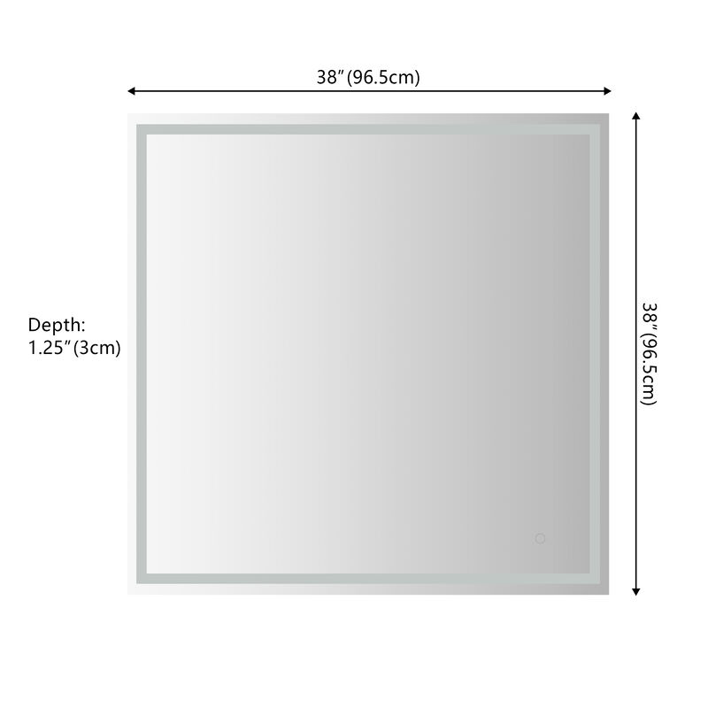 Pax Frameless Antifog Front/Back-Lit Wall Bathroom Vanity Mirror, Smart Touch