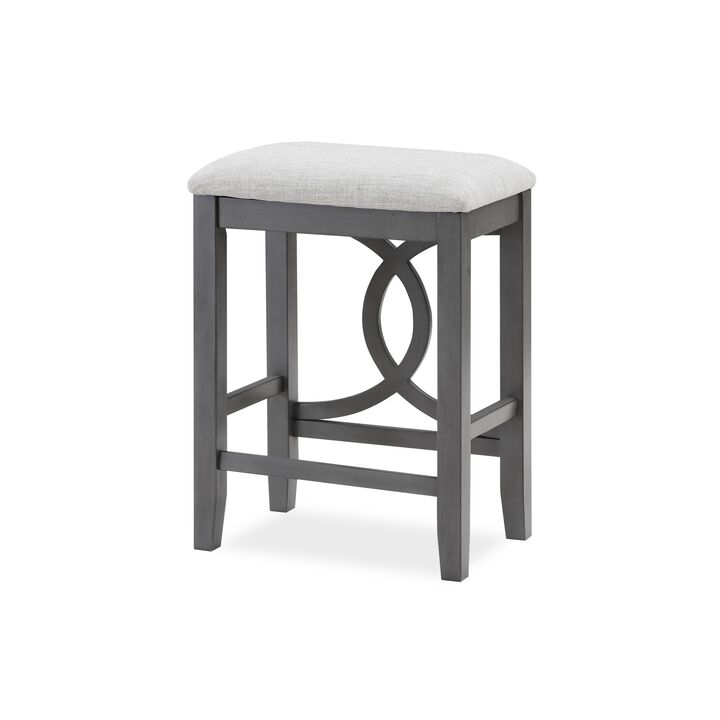Ruth 25 Inch Counter Height Stool Set of 2, Beige Polyester Padded, Gray - Benzara