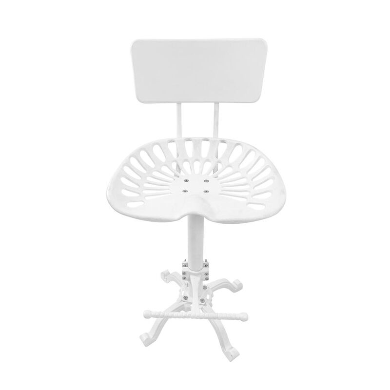 Carolina Living August Tractor Seat Barstool with Back - White