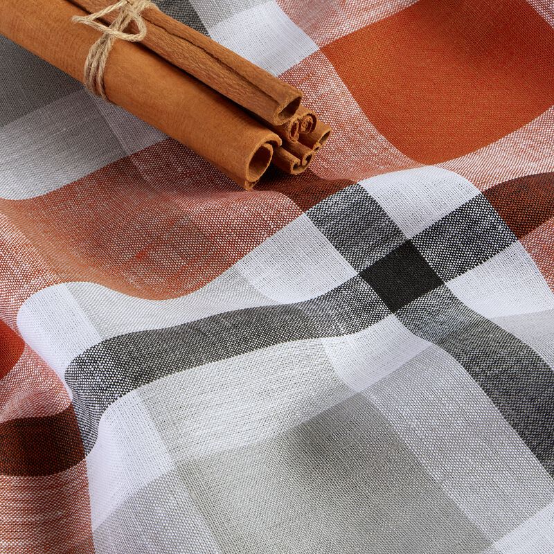 Solino Home 100% Pure Linen Dinner Napkins 20 x 20 Inch Set of 4 | Fall Buffalo Check