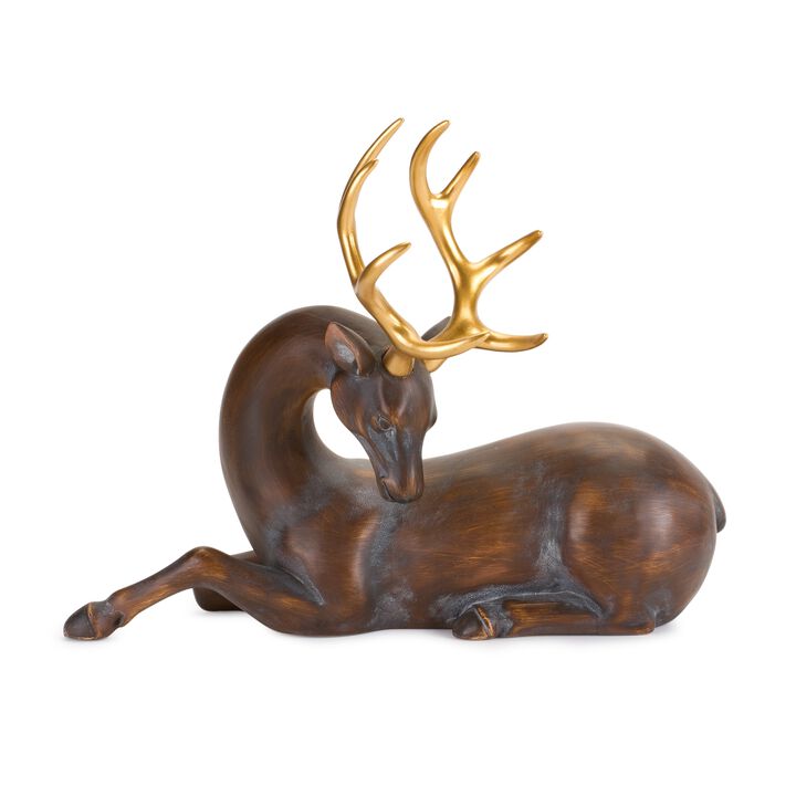 Resin Deer Figurines Set of 2 for Rustic Holiday and Home Decor