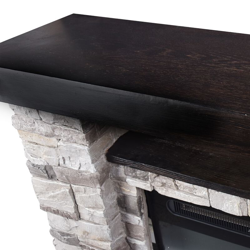 FESTIVO 40-inch Faux Stone Freestanding Electric Fireplace with LED strip