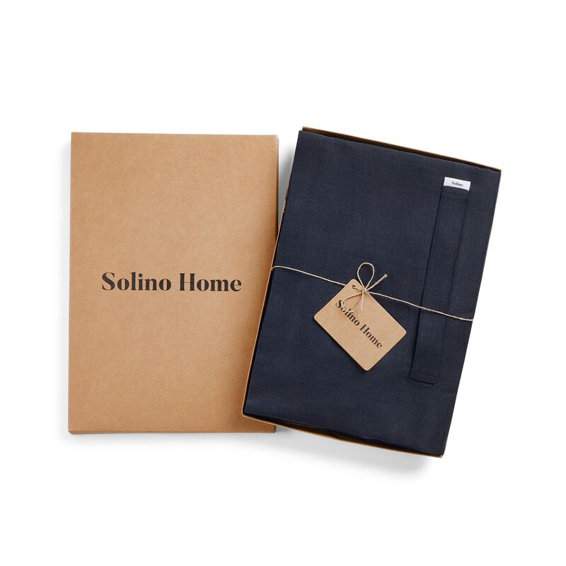 Solino Home 100% Pure Linen Midi Bistro Apron 33 x 40 Inch