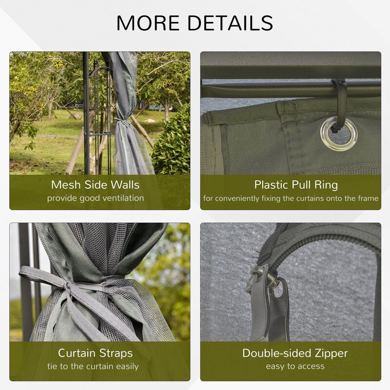 Grey Backyard Retreat: 10x10 Steel Patio Gazebo with Mesh Curtains