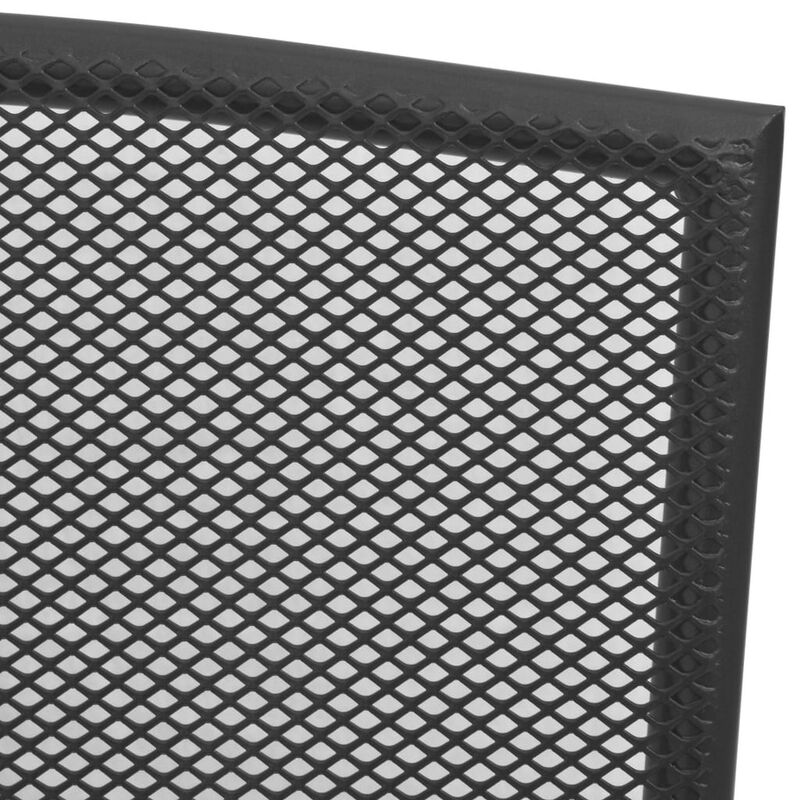 Outdoor Dining ArmSet of 4, Dark Gray Steel Frame, Mesh Design - Benzara