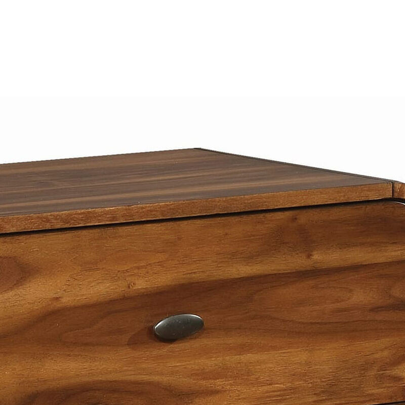 Wooden Nightstand with 2 Drawers, Dark Walnut Brown - Benzara