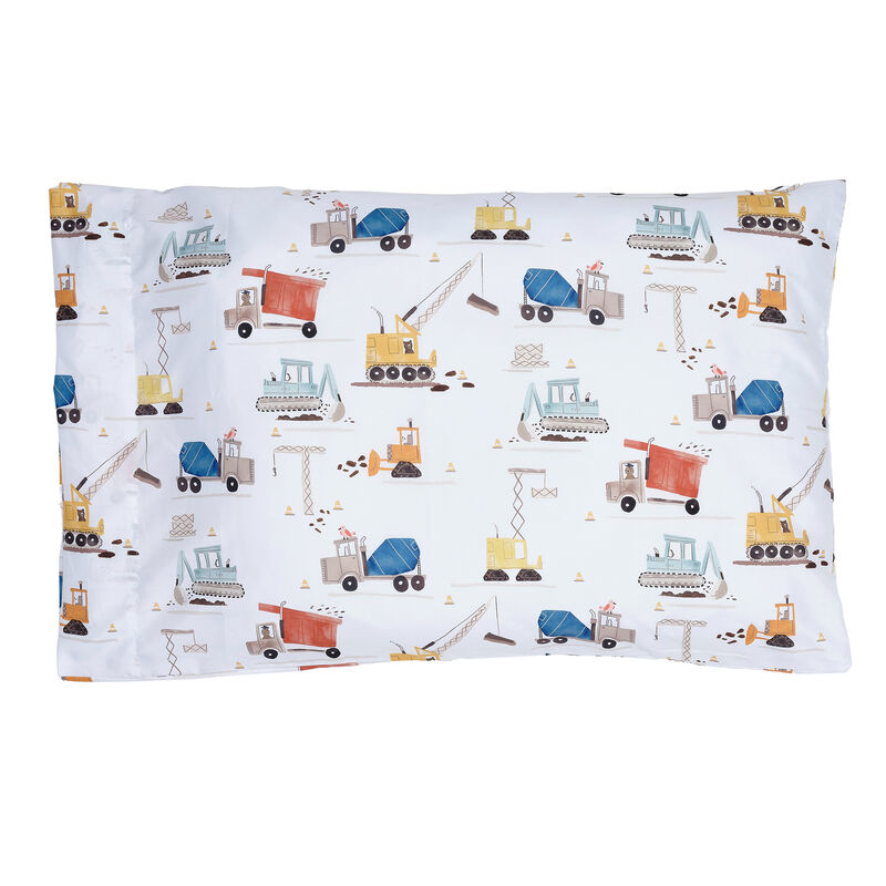 Bedtime Originals 4-Piece Construction Zone Gray/Navy/White Toddler Bedding Set
