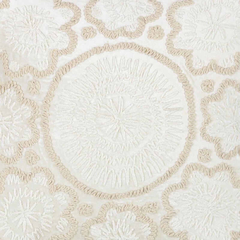 Pasargad Home Naples Embroidered Pillow, Ivory/Beige