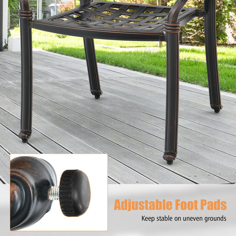 Set of 2 Cast Aluminum Patio Chairs with Armrests