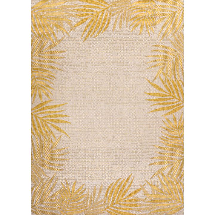 Isla Coastal Cottage Palm Frond Border Indoor/Outdoor Runner Rug