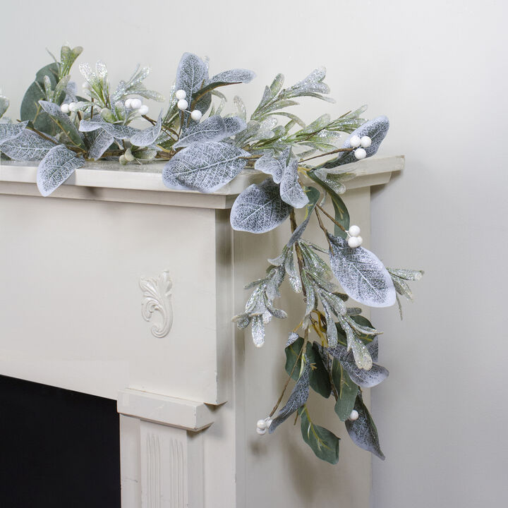 5' Iced Leaves and Winter Berries Artificial Christmas Garland - Unlit