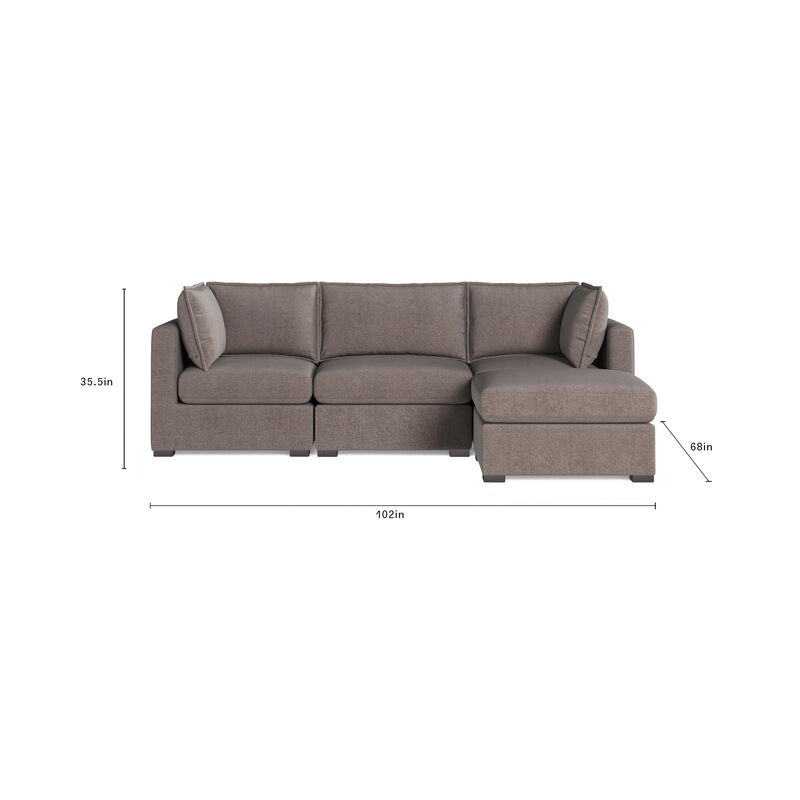 Bennett 4 Piece Flange Seam Modular Sofa  - Latte Brown Performance Fabric