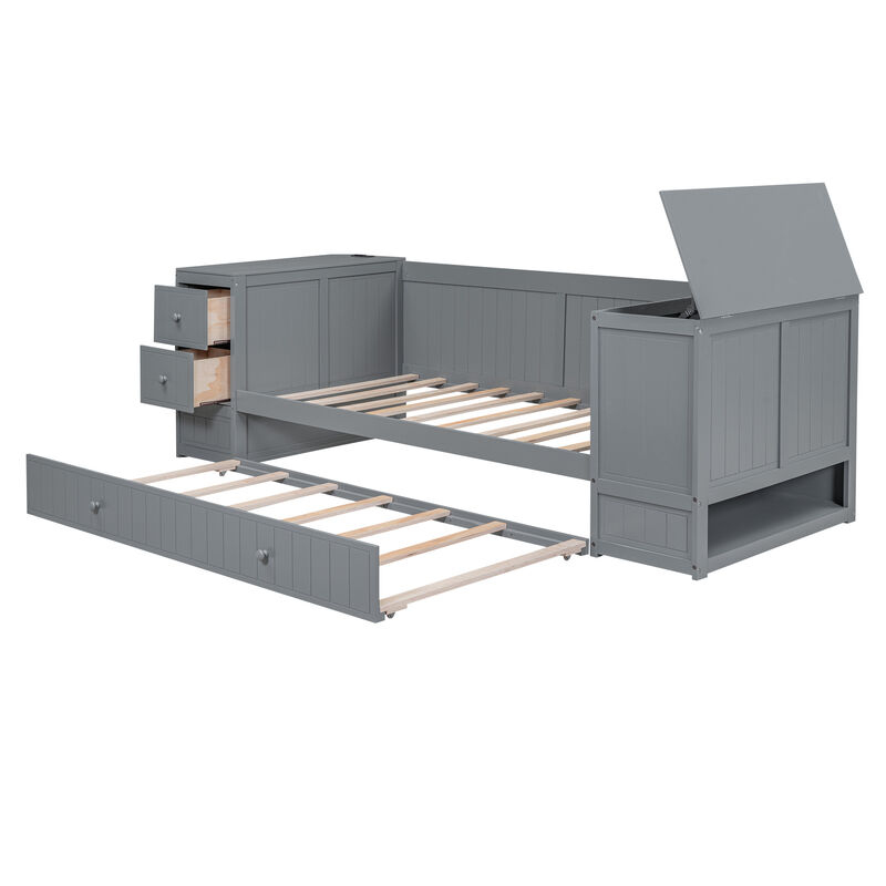 Merax Daybed Bed with Trundle and Charging Station