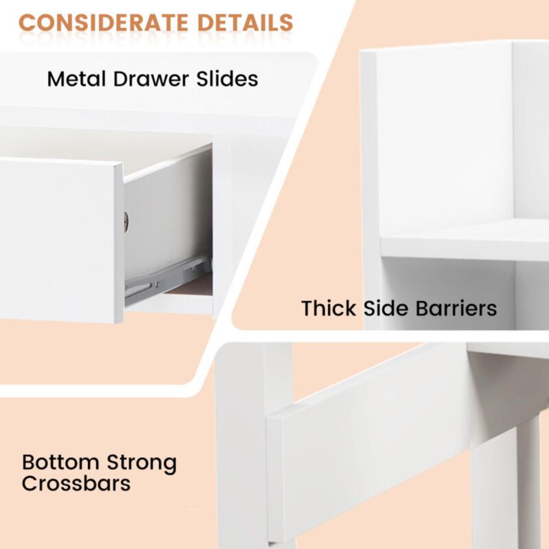 Hivvago Home Office Computer Desk with Storage Shelves and Drawer Ideal for Working and Studying