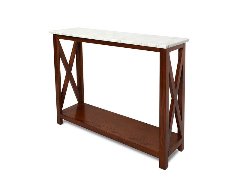 Agatha 39" Rectangular Italian Carrara Console Table