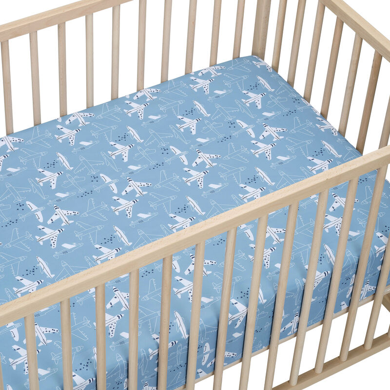 Bedtime Originals Airplane/Stars Aviation 2-Pack Fitted Crib/Toddler Sheet Set