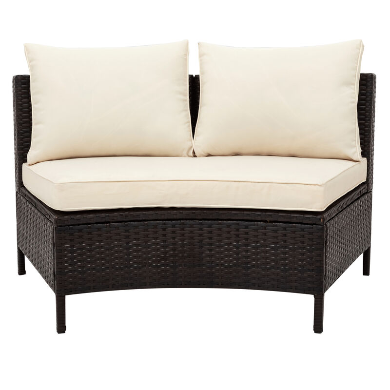 Merax Outdoor Patio Sectional Furniture Set Half-Moon Sofa