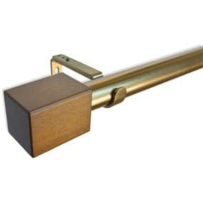Linen Avenue Wood Rectangle Single Window Curtain Rod Set