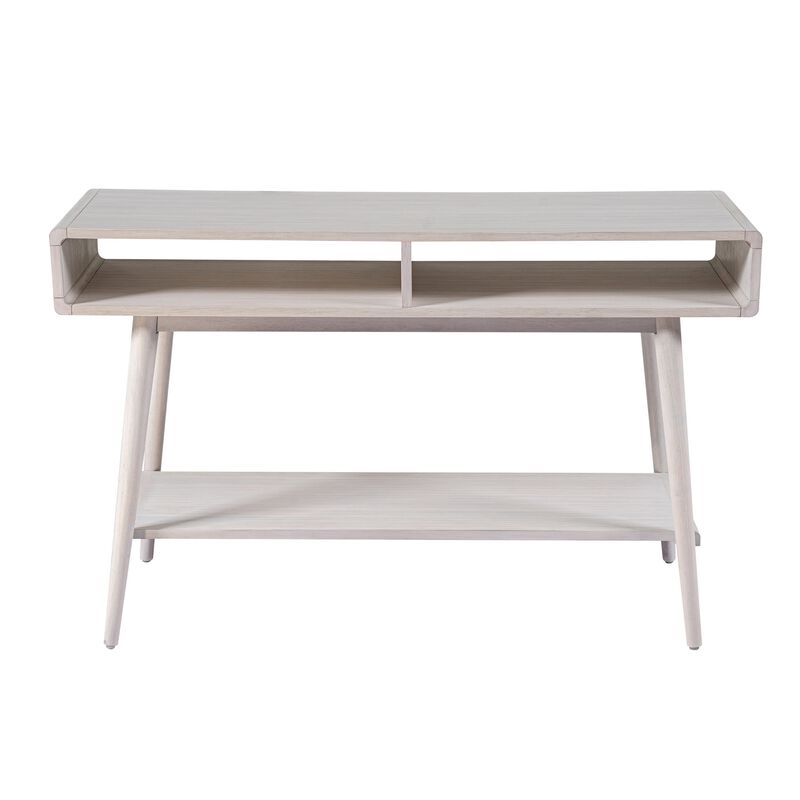 Camy Sofa Console Table, 2 Open Cubbies, 1 Lower Shelf, White 48 Inch - Benzara
