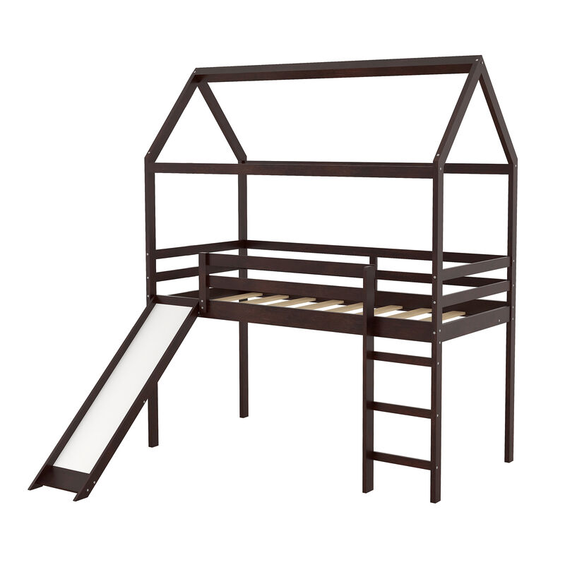 Merax Kids Children House Bed Loft Bed with Slide