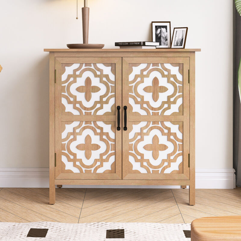 Hand-Carved 2-Doors Accent Cabinet - Traditional Craftsmanship and Functionality Combined