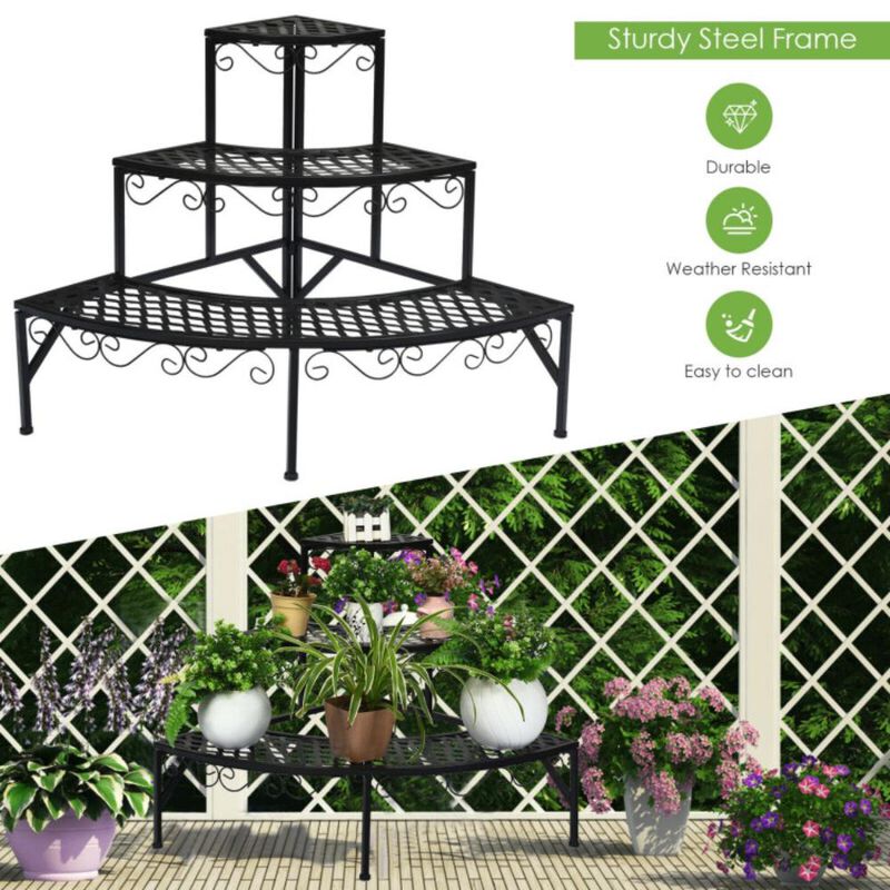 Hivvago 3 Tier Metal Corner Plant Display Rack