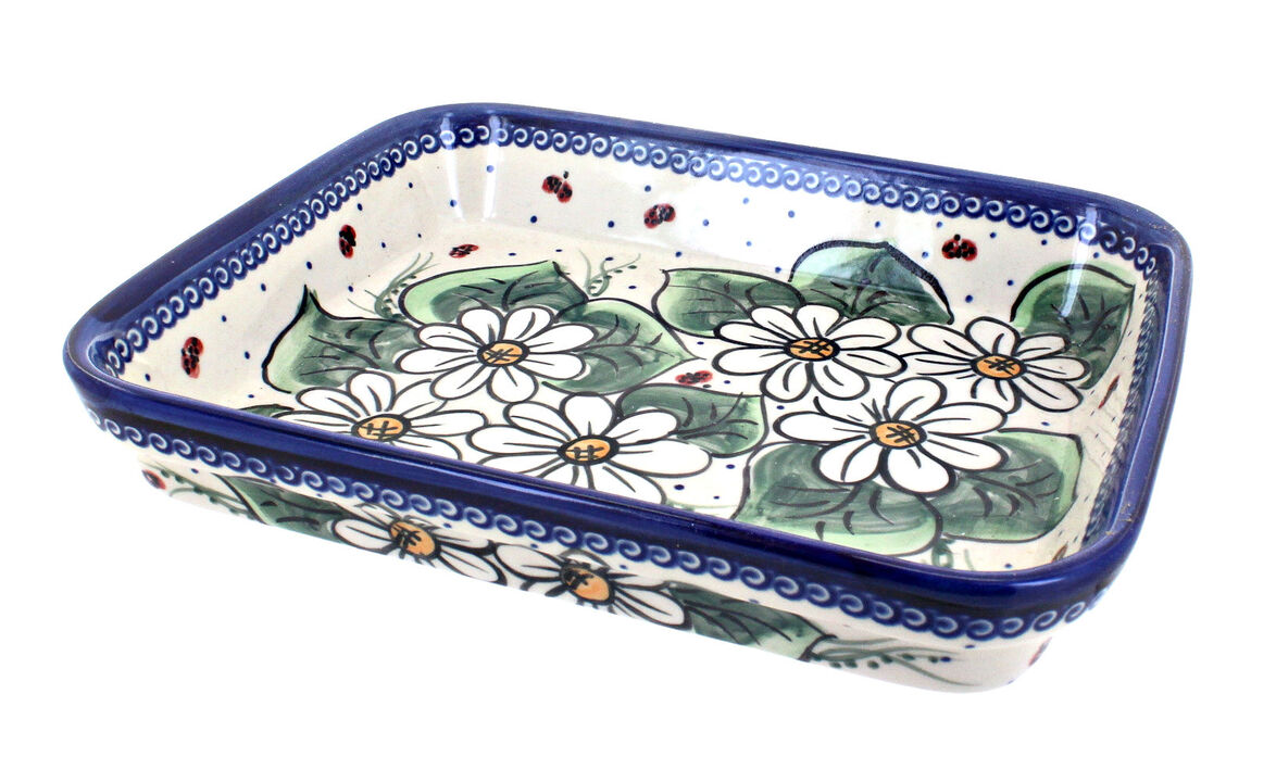 Blue Rose Polish Pottery Christmas Bounty Medium Rectangular Baker