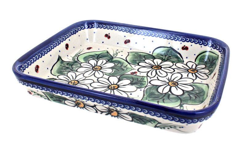 Blue Rose Polish Pottery Christmas Bounty Medium Rectangular Baker
