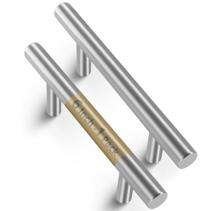 Mega Handles 1 Pack I Cabinet Pulls 6 Inch, Stainless Steel Cabinet Handle Pulls I Ideal for Kitchen Drawer, Cabinets, Door, Cupboard I Hardware for Cabinets - Hole Distance 3.75 Inch - Satin Nickel