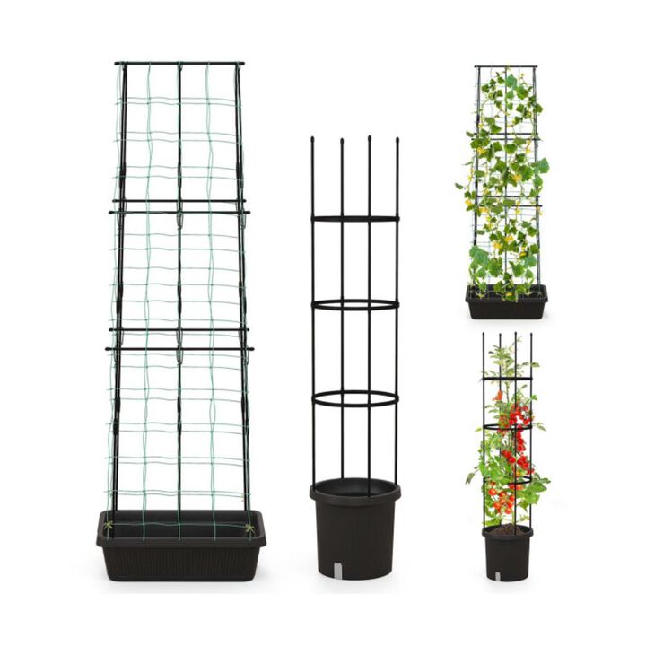 Hivvago 2 Pack Garden Planters with Trellis Cucumber Trellis Tomato Cage
