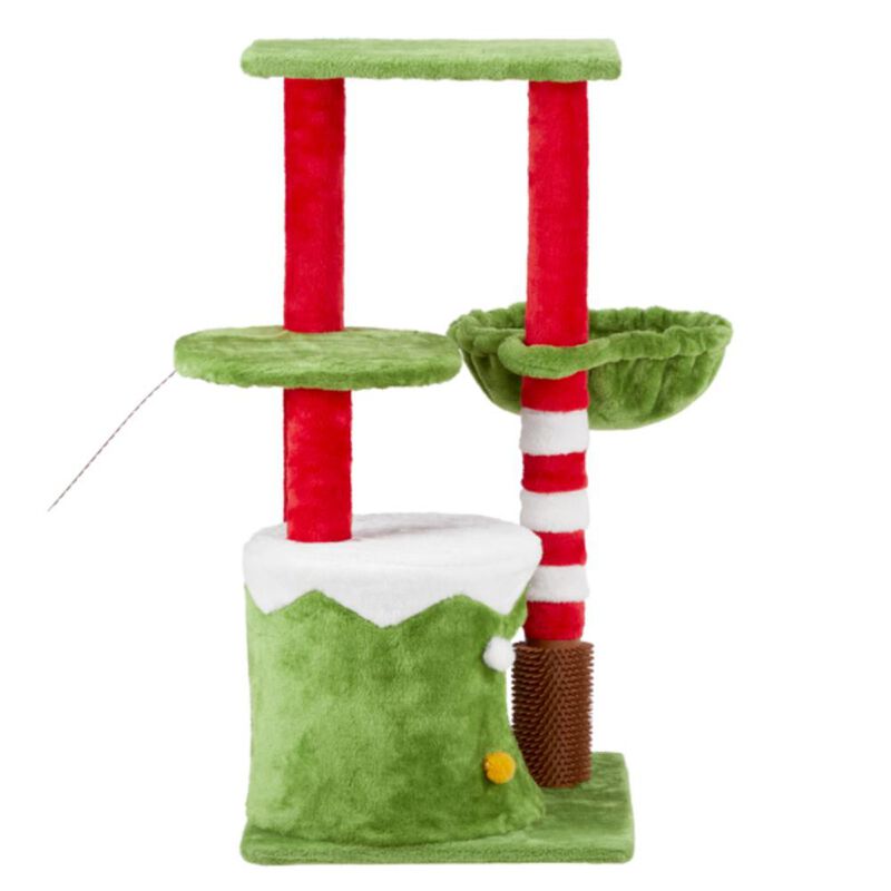 Cat Scratching Posts Tower with Condo & Hammock Multi-Level Playhouse for Cats