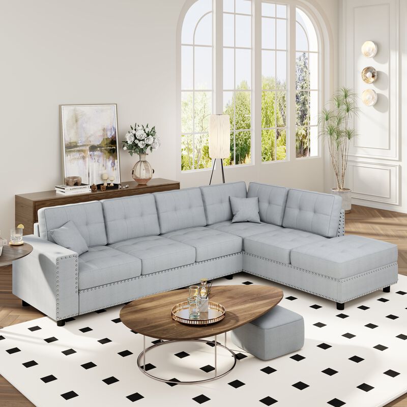 Merax L-shaped Modular Sectional Sofa with 2 Pillows