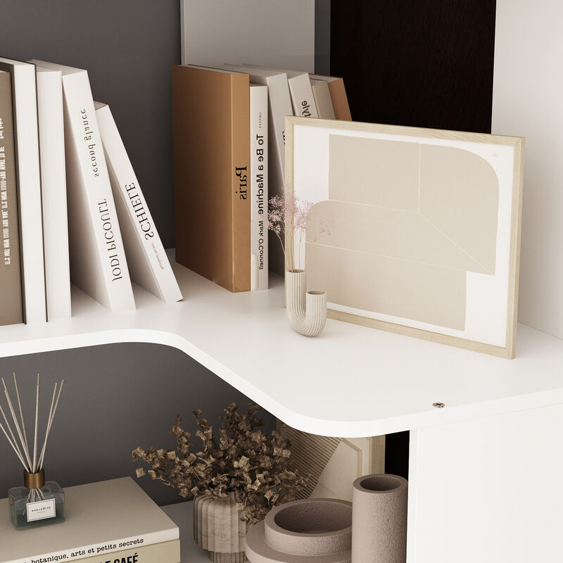 FUFU&GAGA White Mdf 6-Shelf Ladder Bookcase (35.4-in W x 81.9-in H x 23.6-in D),White